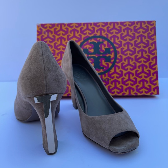 Tory Burch Suede Open Toe Pumps - Picture 2 of 7